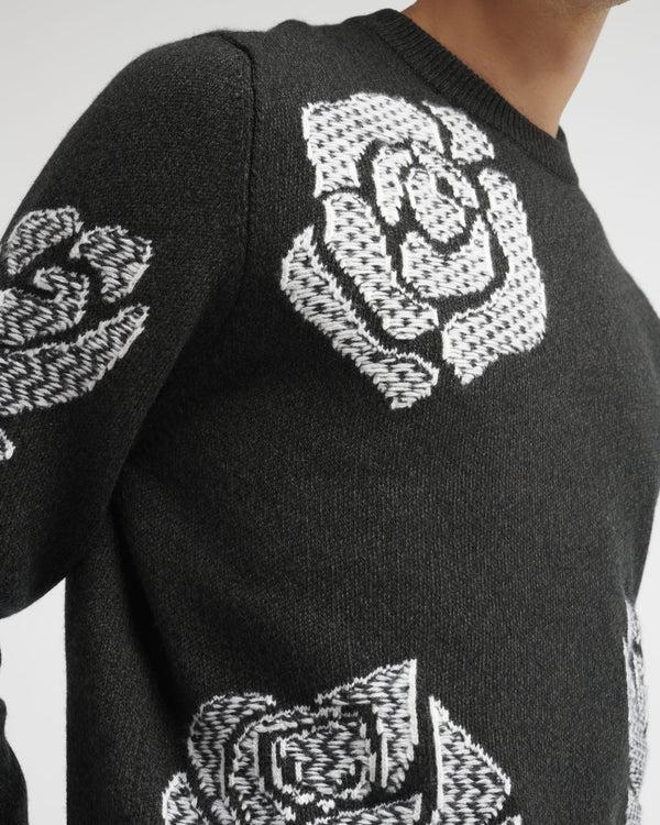 Barrie Pull Col Rond En Cachemire à Motif Roses