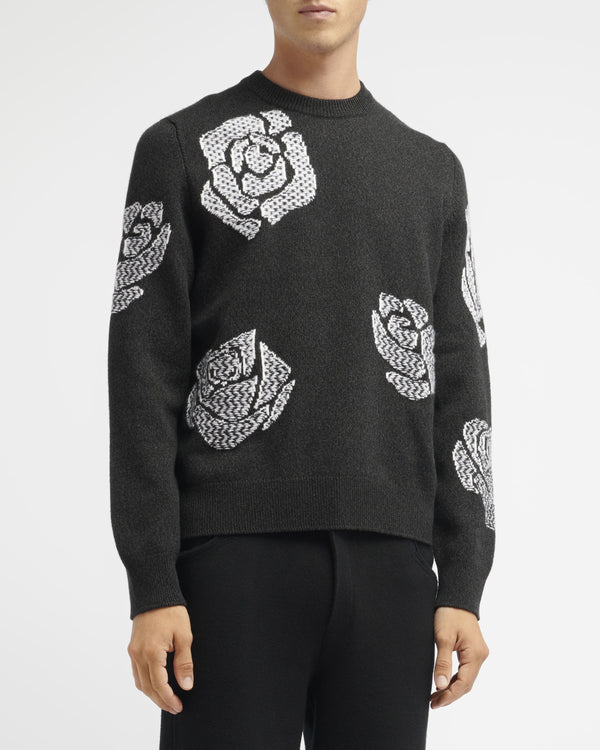 Barrie Pull Col Rond En Cachemire à Motif Roses