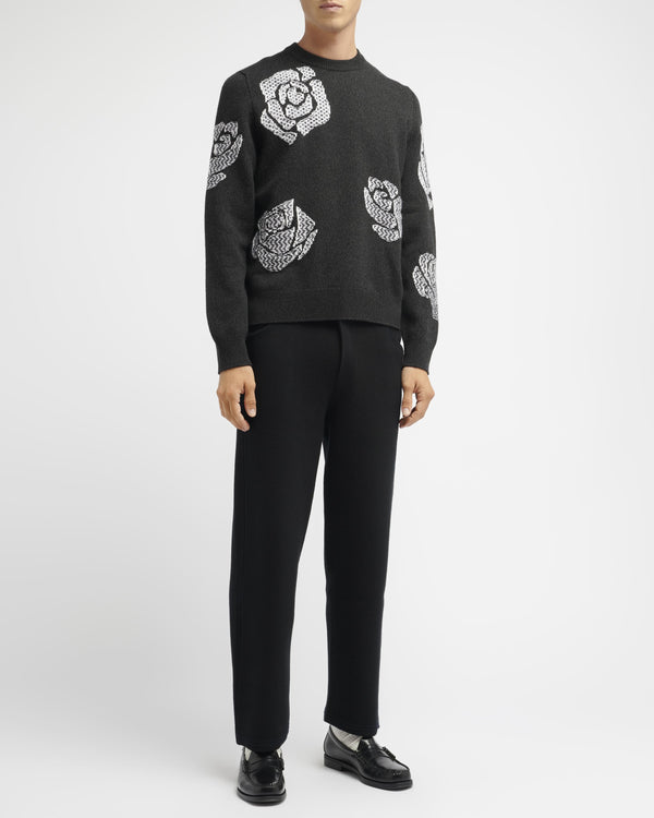 Barrie Pull Col Rond En Cachemire à Motif Roses