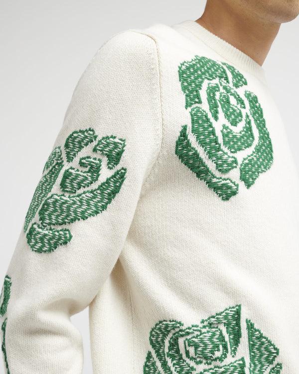 Barrie Pull Col Rond En Cachemire à Motif Roses