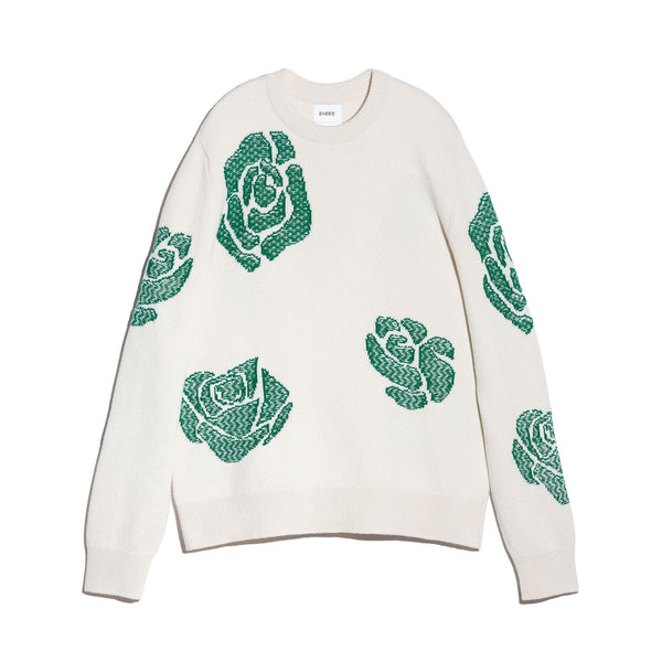 barrie Pull col rond en cachemire à motif roses