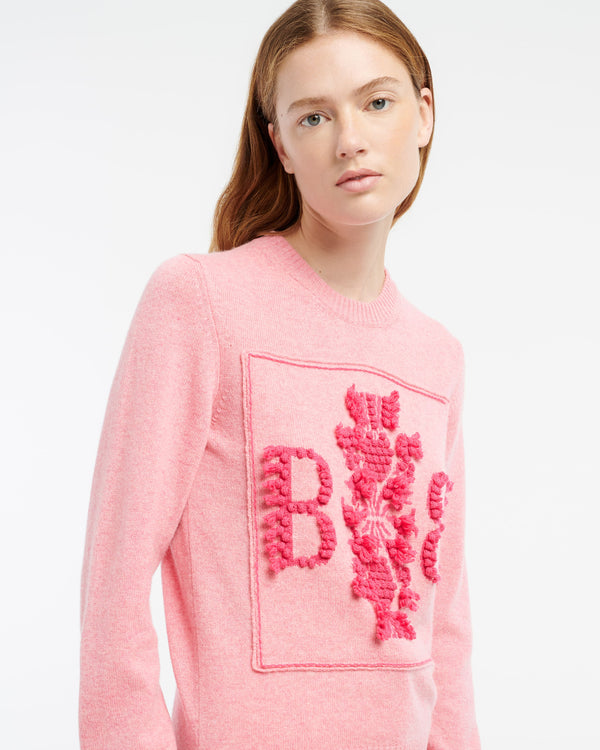 Barrie Pull Col Rond Logo 3D En Cachemire Chiné