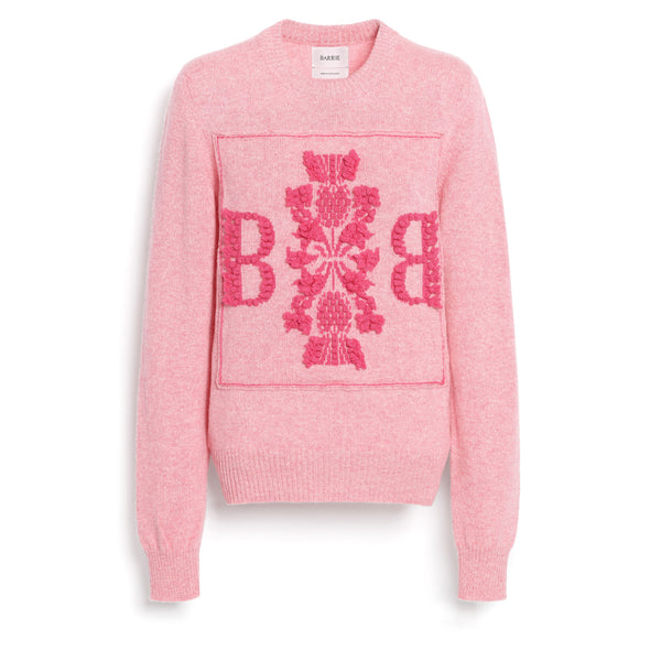 barrie Pull col rond logo 3D en cachemire chiné