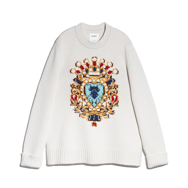 barrie Pull col rond motif bijou en cachemire