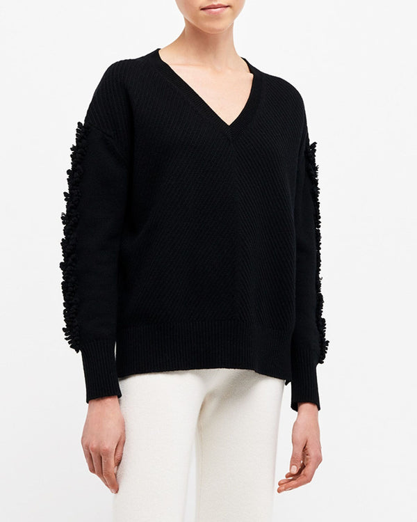 Barrie Pull Col V Détail 3D En Cachemire