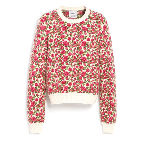barrie Pull en cachemire et laine à motif roses