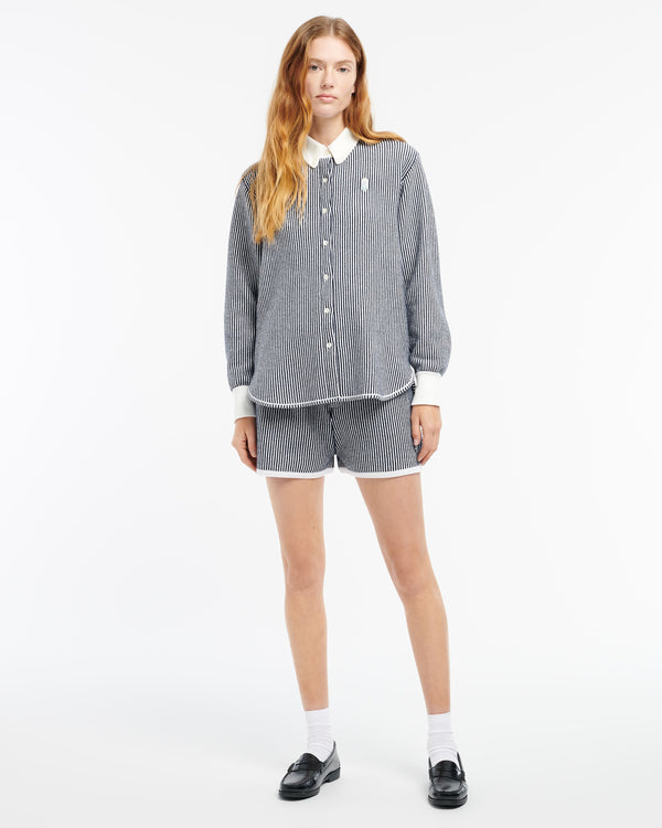 Barrie Short à Fines Rayures En Cachemire Et Coton