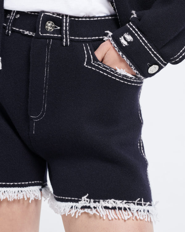 Barrie Short Denim à Franges