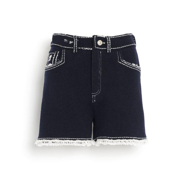 barrie Short Denim à franges