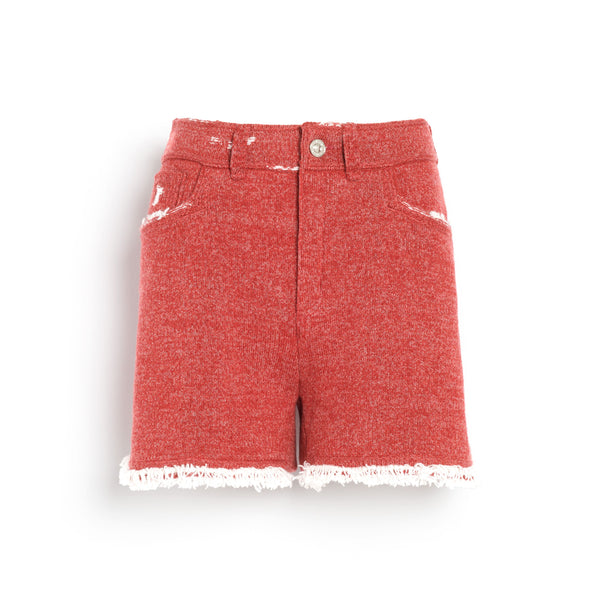 barrie Short Denim à franges