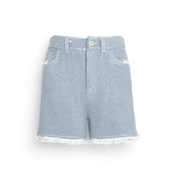 barrie Short Denim à franges