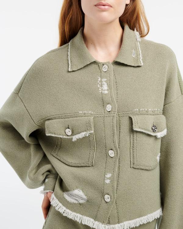 barrie Veste Denim à Franges En Cachemire Et Coton