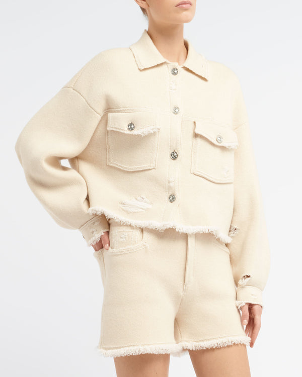 Barrie Veste Denim à Franges En Cachemire Et Coton