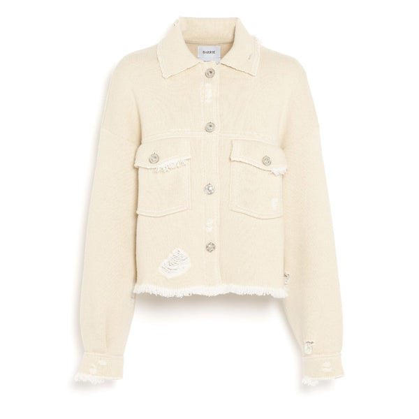 barrie Veste Denim à franges en cachemire et coton