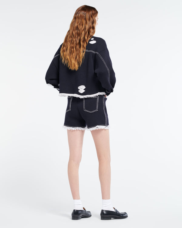 Barrie Veste Denim à Franges En Cachemire Et Coton