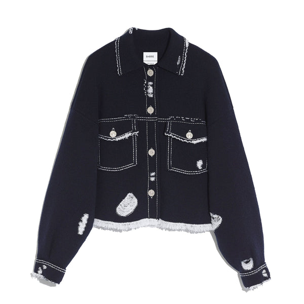 barrie Veste Denim à franges en cachemire et coton