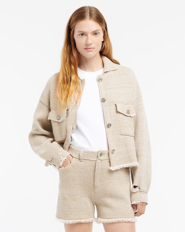 Barrie Veste Denim à Franges En Cachemire Et Coton