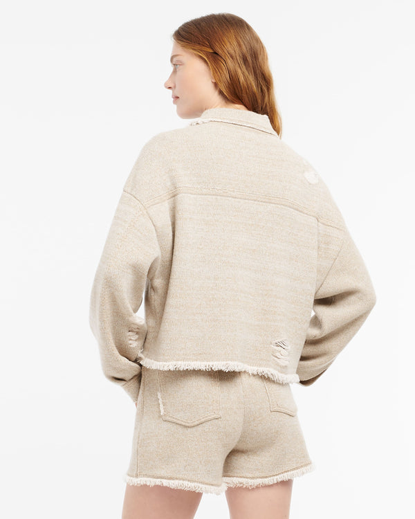 Barrie Veste Denim à Franges En Cachemire Et Coton