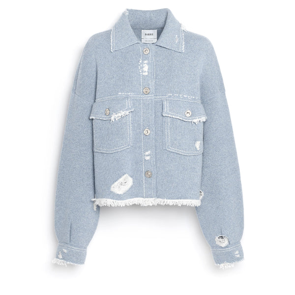 barrie Veste Denim à franges en cachemire et coton