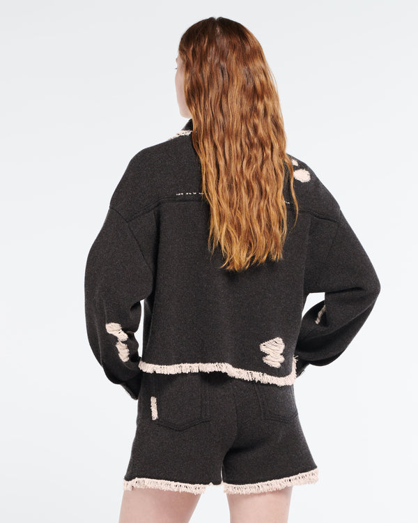 Barrie Veste Denim à Franges En Cachemire Et Coton