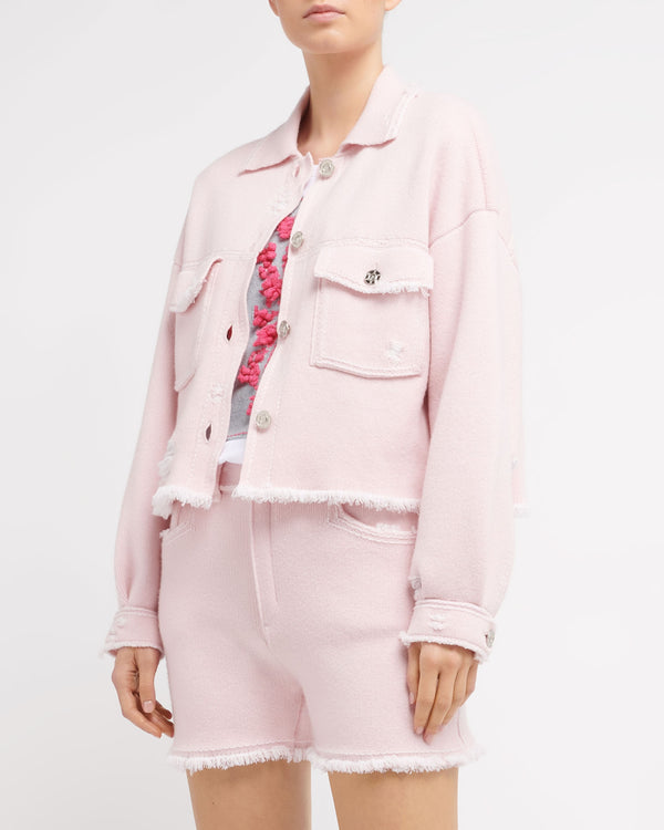 Barrie Veste Denim à Franges En Cachemire Et Coton