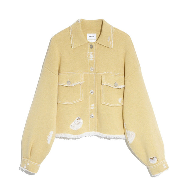 Barrie Veste Denim à Franges En Cachemire Et Coton