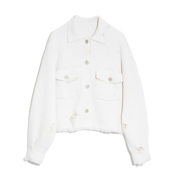 barrie Veste Denim à franges en cachemire et coton