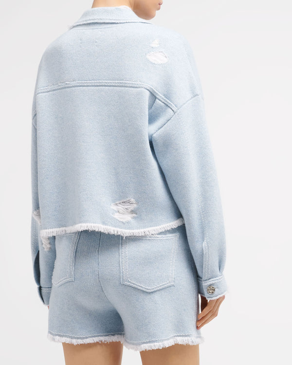 Barrie Veste Denim à Franges En Cachemire Et Coton