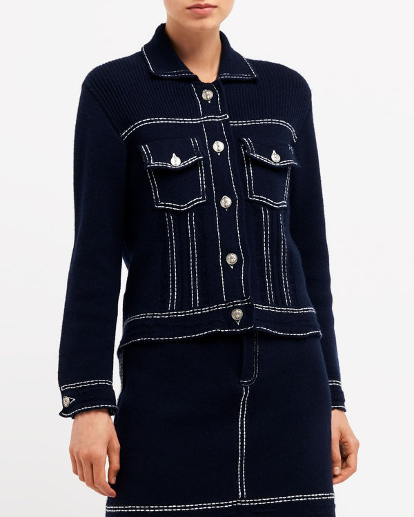 Barrie Veste Denim Ajustée En Cachemire Et Coton