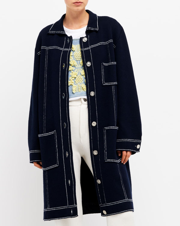 Barrie Veste Longue Denim En Cachemire Et Coton