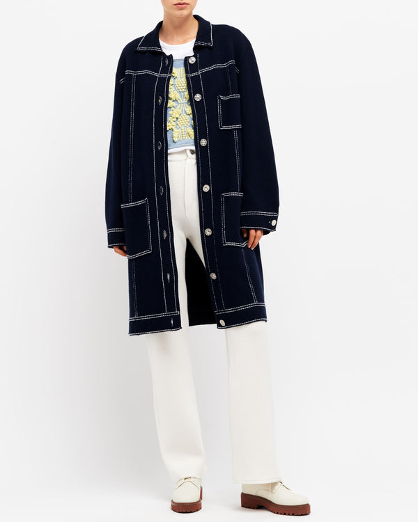 Barrie Veste Longue Denim En Cachemire Et Coton