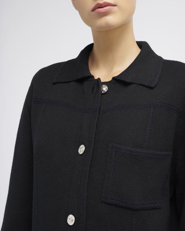 Barrie Veste Longue Denim En Cachemire Et Coton