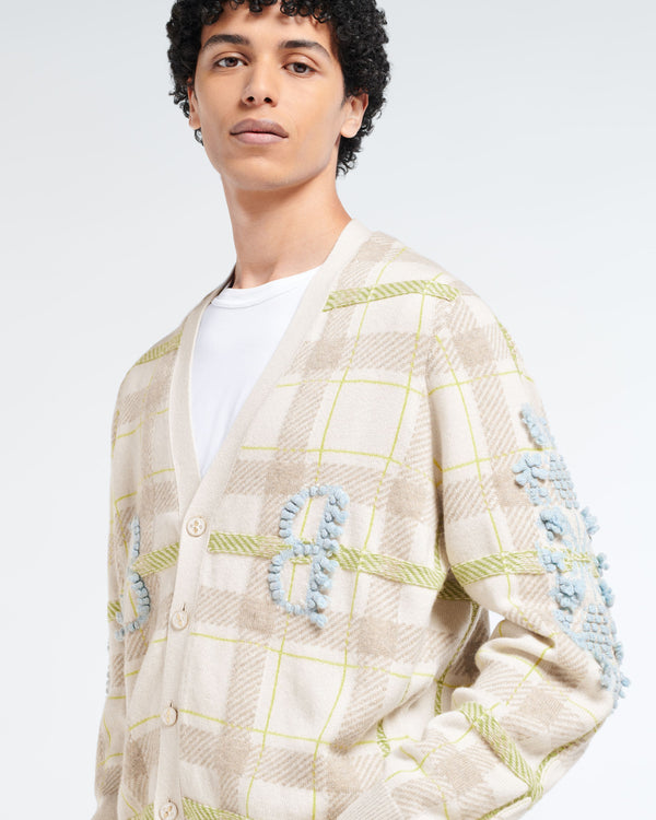Barrie Cardigan Col V En Cachemire à Motif Tartan Et Logo B