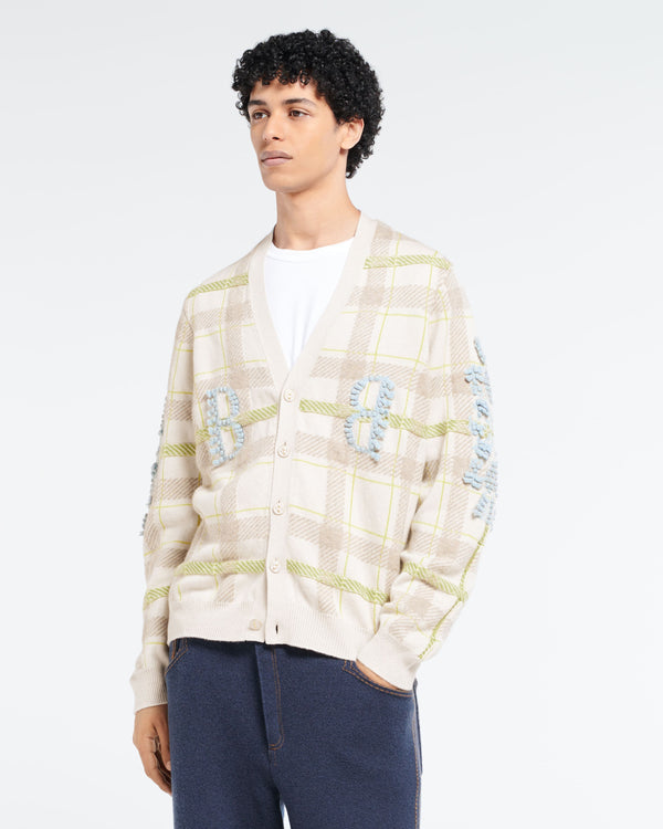 Barrie Cardigan Col V En Cachemire à Motif Tartan Et Logo B