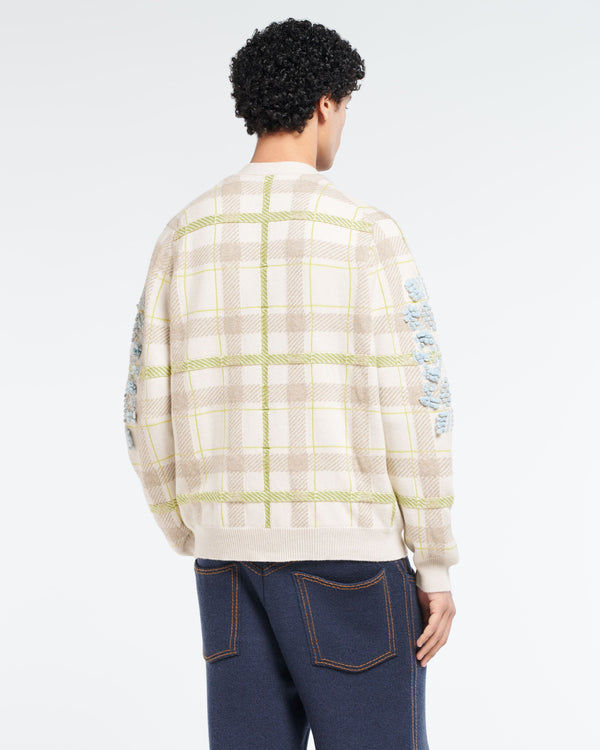 Barrie Cardigan Col V En Cachemire à Motif Tartan Et Logo B