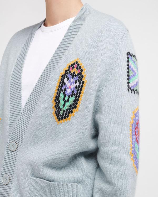 Barrie Cardigan Col V En Cachemire à Symboles écossais