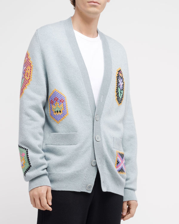 Barrie Cardigan Col V En Cachemire à Symboles écossais