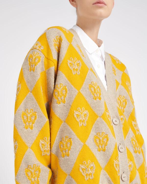Barrie Cardigan Col V En Cachemire Et Laine à Motif Papillon