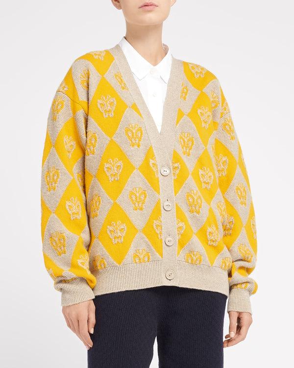 Barrie Cardigan Col V En Cachemire Et Laine à Motif Papillon