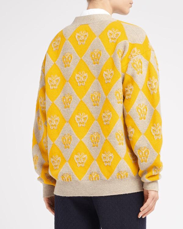 Barrie Cardigan Col V En Cachemire Et Laine à Motif Papillon
