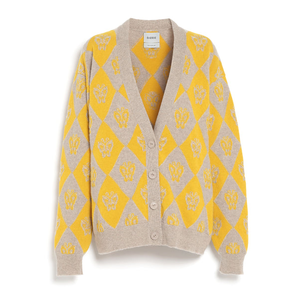 barrie Cardigan col V en cachemire et laine à motif papillon