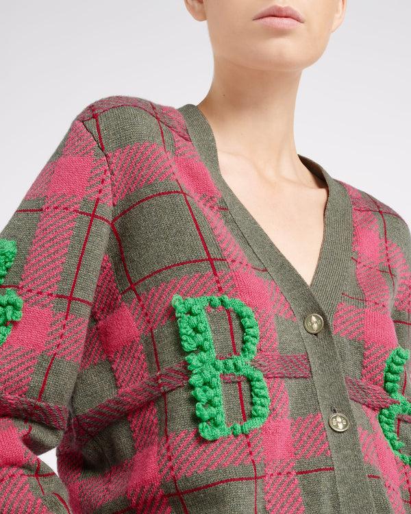 Barrie Cardigan En Cachemire à Motif Tartan Et Logo B