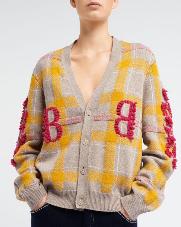 Barrie Cardigan En Cachemire à Motif Tartan Et Logo B