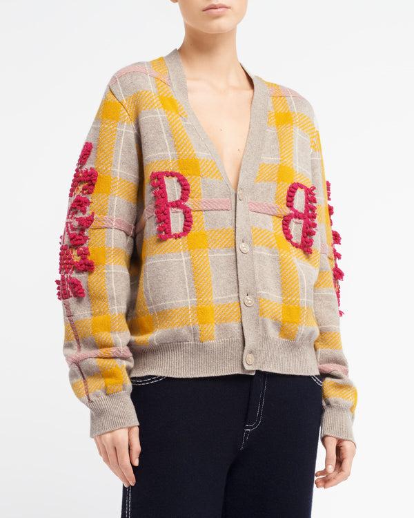 Barrie Cardigan En Cachemire à Motif Tartan Et Logo B