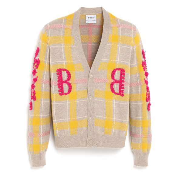 barrie Cardigan en cachemire à motif tartan et logo B
