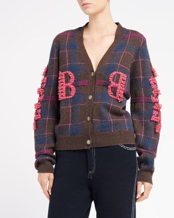 Barrie Cardigan En Cachemire à Motif Tartan Et Logo B