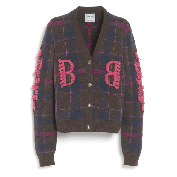 barrie Cardigan en cachemire à motif tartan et logo B