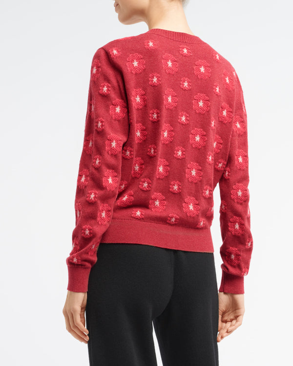 Barrie Cardigan En Cachemire Et Coton à Motif Coquelicot