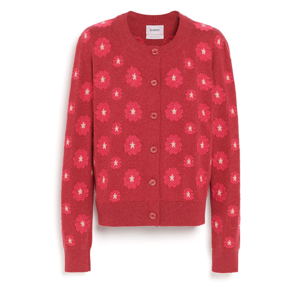 barrie Cardigan en cachemire et coton à motif coquelicot