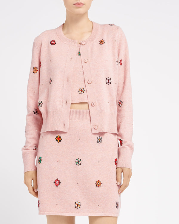 Barrie Cardigan En Cachemire Et Coton à Motif Fleuri